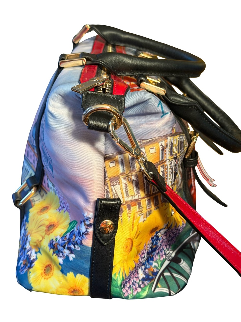 Nicole Lee USA EUC Italy Theme Printed Canvas Satchel Crossbody Bag Tote (P247) - Picture 3 of 12